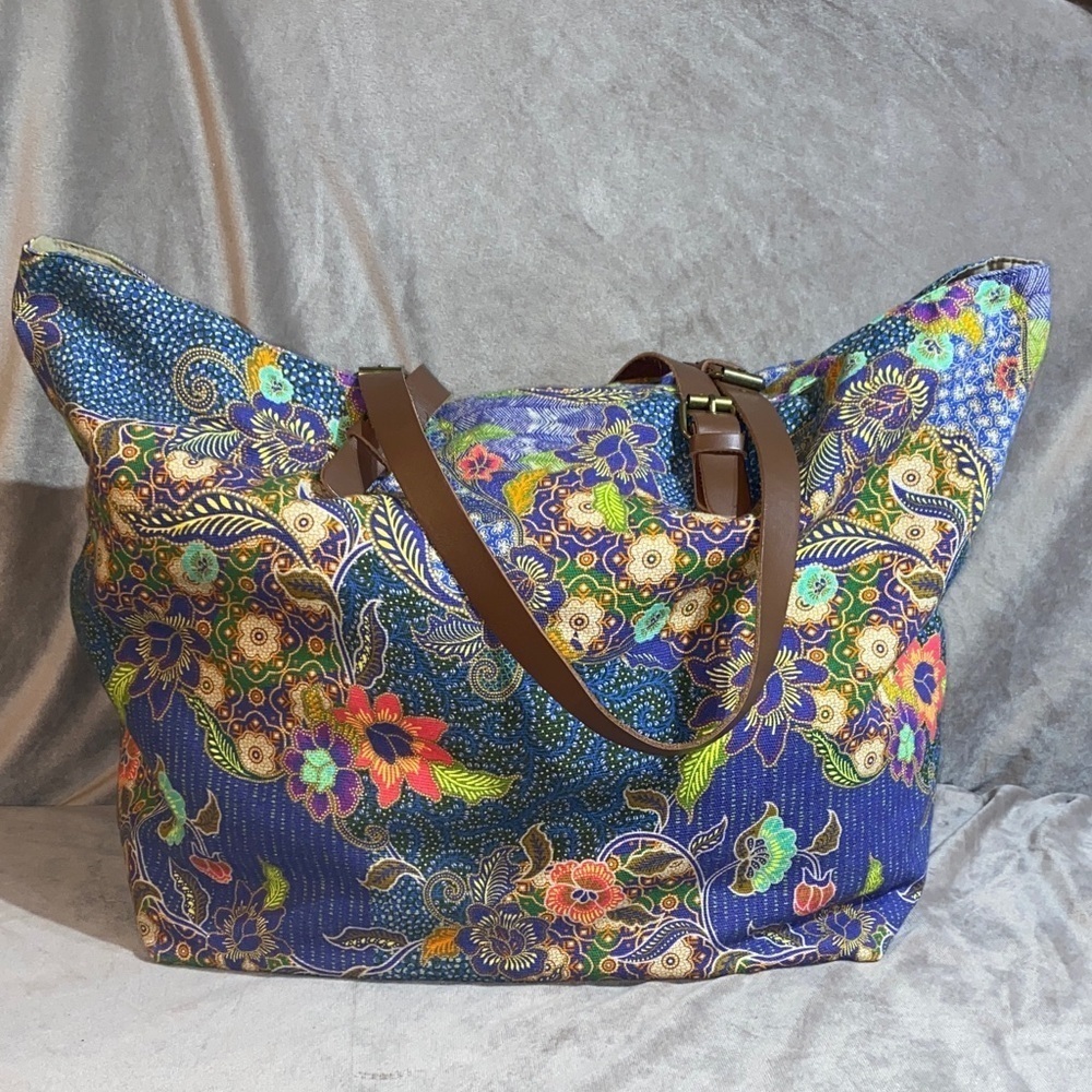 Prana Floral Blue Tote Bag